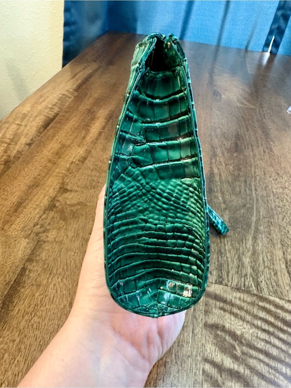 Brahmin EUC Daisy - Emerald - Like New - Back EYE - Rich Green Leather Wristlet - Picture 7 of 16